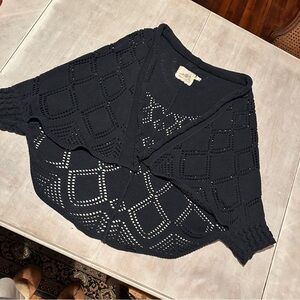 Anthropologie Angel of the North navy wide knit cape cardigan